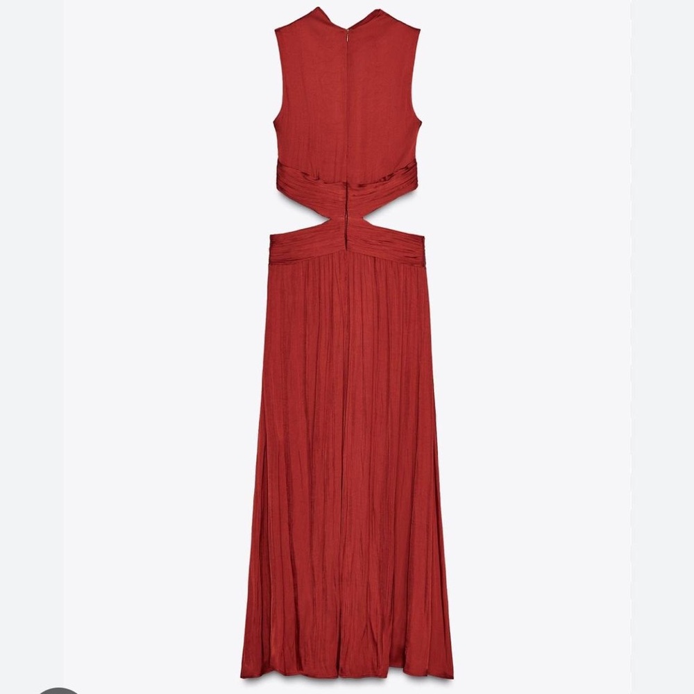 Zara Cut-out Dress Rust Red Sleeveless